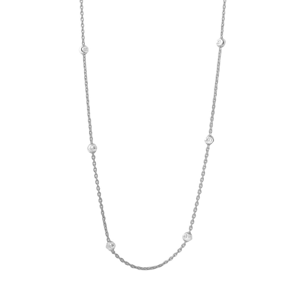 Sterling Silver 925 Diamond Cut Beaded Necklace 36